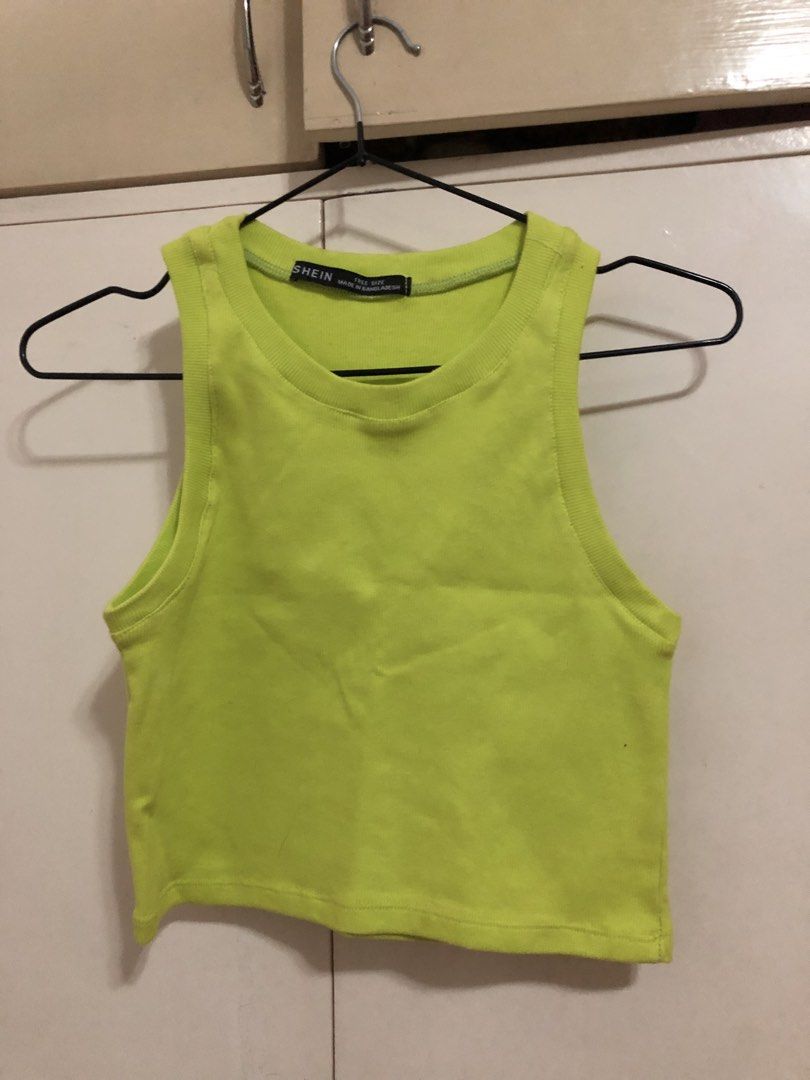SHEIN Neon Yellow Ribbed Tank Top (Category: Sleeveless) located in Pasig City. Submitted by declutterwithme.999 (Listing ID 1447076533, Image 1). Description: - never been used! .