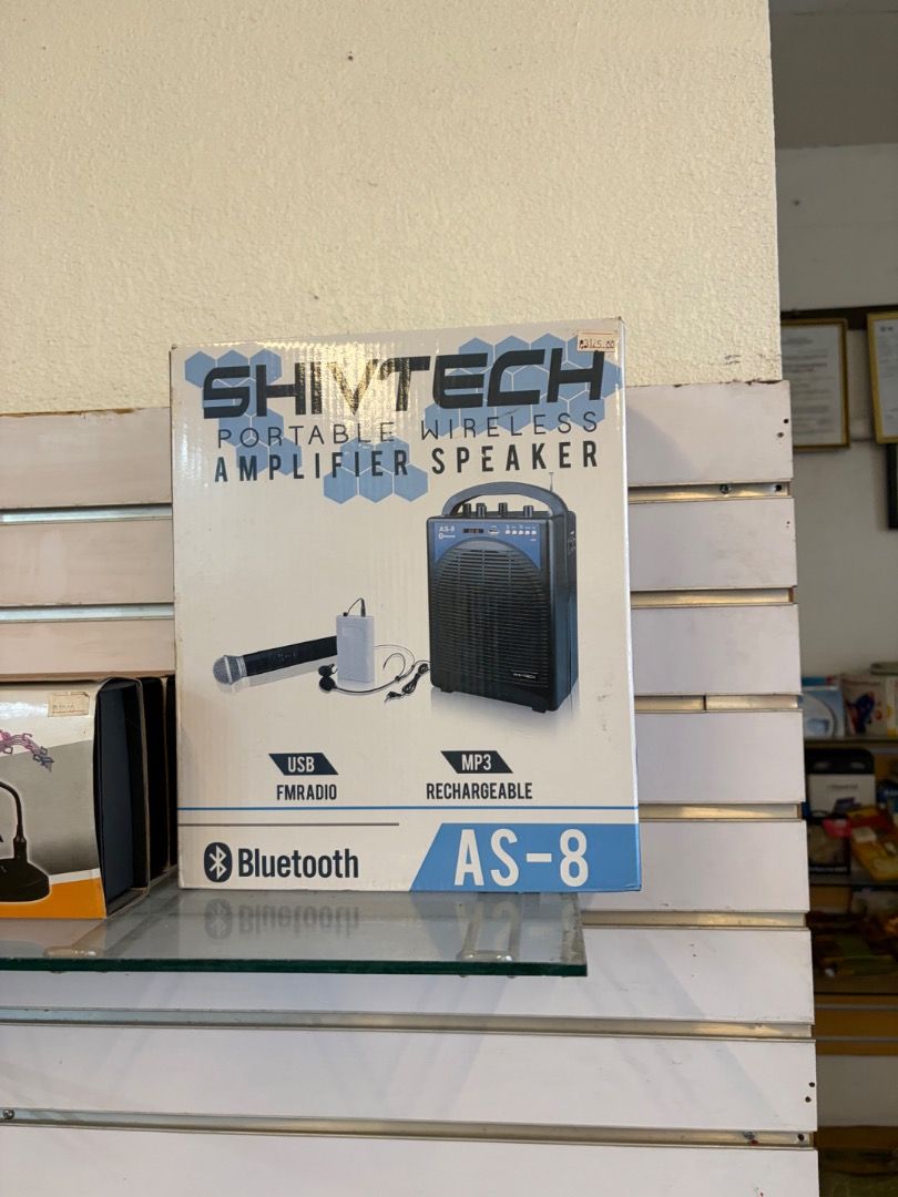 Shivtech AS-8 Portable Wireless Amplifier Speaker (Category: Soundbars, Speakers & Amplifiers) located in Batac City. Submitted by vanillabuttercream (Listing ID 1446936925, Image 1). Description: - Shivtech AS-8 Portable Wireless Speaker - Connects via Bluetooth - USB and FM Radio functionality - MP3 rechargeable battery - Comes with a microphone - Ideal for parties, events, and presentations.