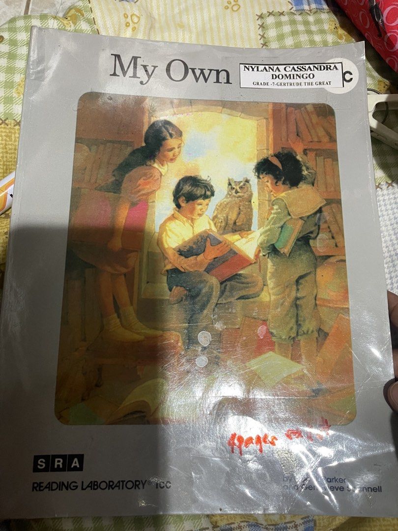 SRA Reading Laboratory My Own Book Grade 7 (Category: Textbooks) located in Muntinlupa City. Submitted by joanofarc1013 (Listing ID 1446935949, Image 1). Description: with sign of usage 5-10 pages with answer.