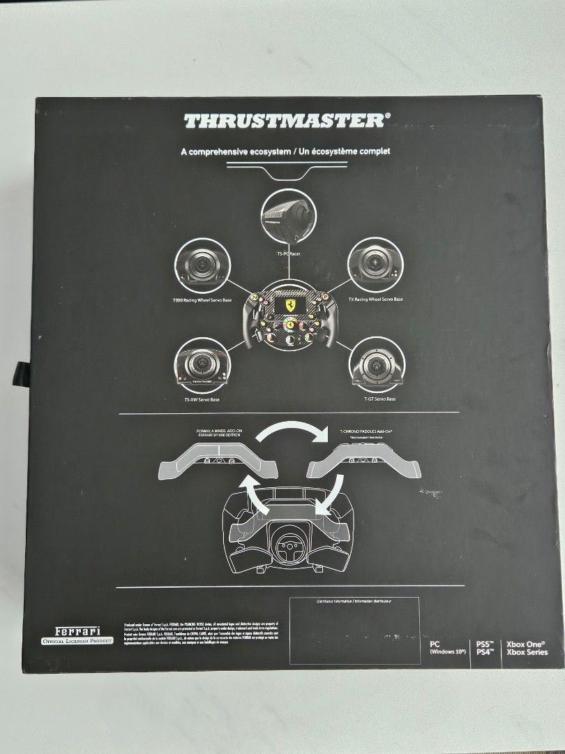 Thrustmaster Ferrari SF1000 Edition Formula Wheel Add-On (Category: Controllers) located in Paranaque City. Submitted by FitNHobbies (Listing ID 1446950865, Image 2). Description: THRUSTMASTER SF1000 FORMULA WHEEL ADD-ON - Authentic replica of the Ferrari SF1000 F1 wheel - 109 sq. inch face with 100% carbon fiber construction (not real carbon fiber) - Integrated 4.3-inch display for real-time telemetry - Premium metal faceplate included - Fully c