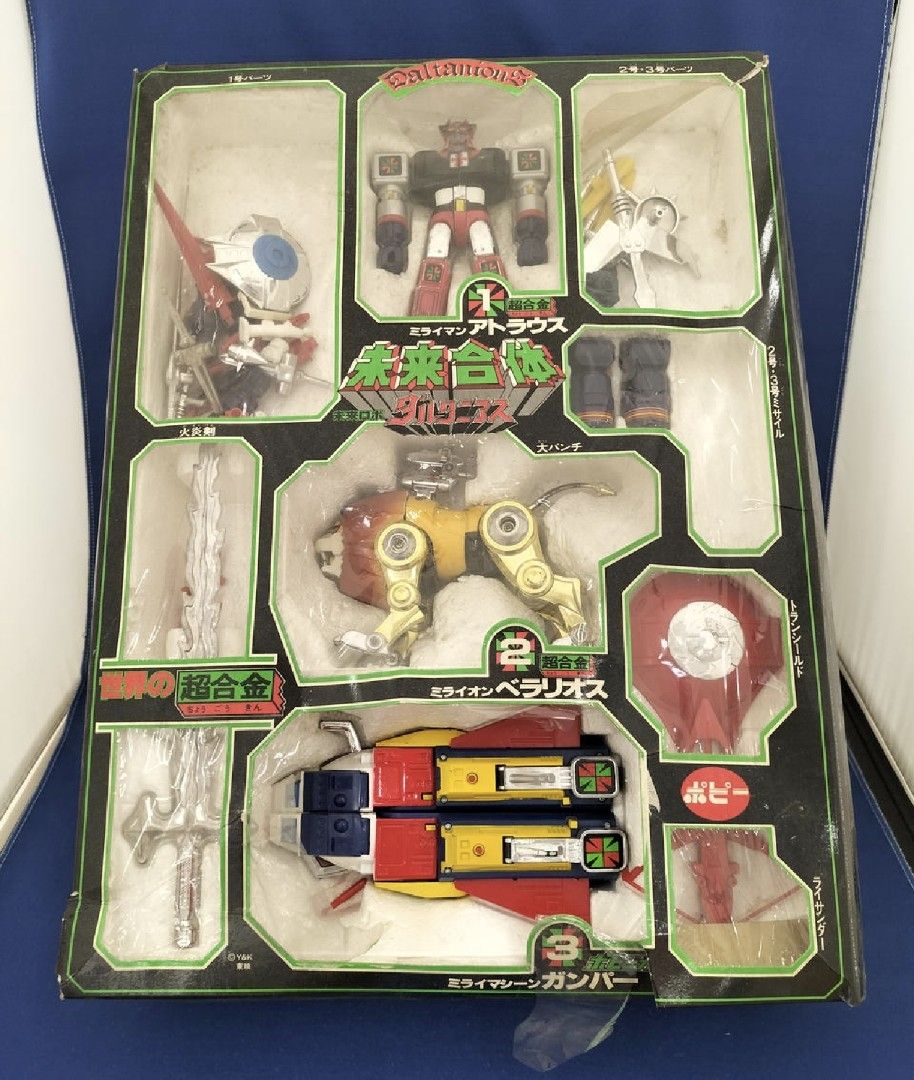 Ultra RARE Vintage 1979 - Popy Bandai - DX Mirai Gattai Daltanious Set – Sekai no Chogokin (Made in Japan), Super Alloy Die Cast Metal Parts, BIB, many parts (Category: Toys & Games) located in Shah Alam. Submitted by asamboy88 (Listing ID 1446938776, Image 2). Description: VERY RARE Vintage 1979 - Popy Bandai - DX Mirai Gattai Daltanious Set – Sekai no Chogokin (Made in Japan), Super Alloy Die Cast Metal Parts, BIB, many parts Click video below 