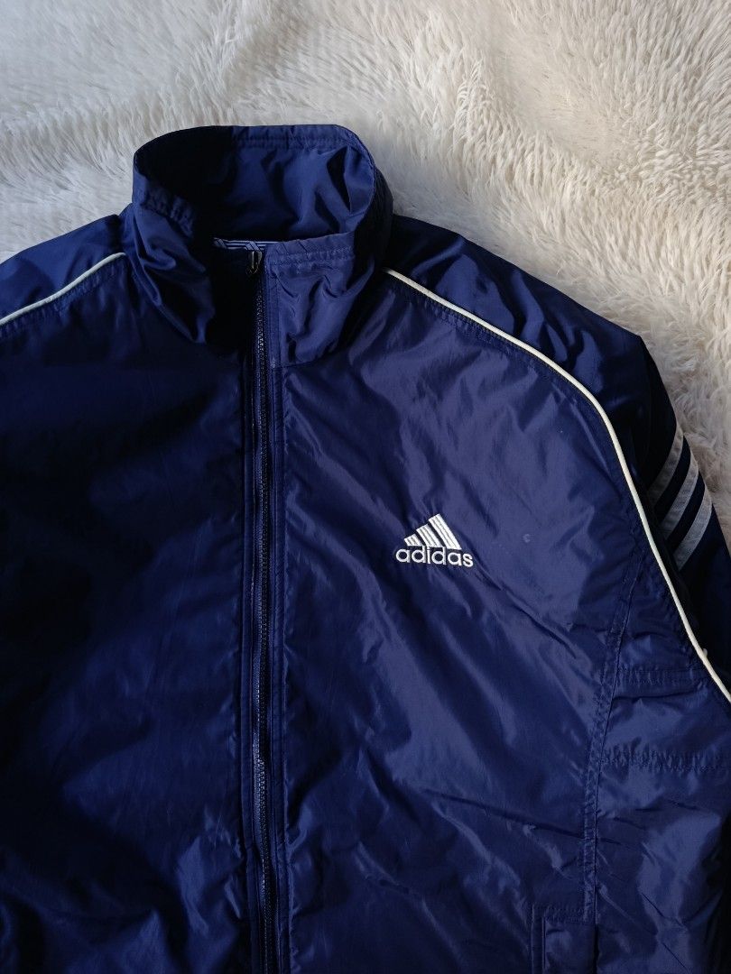 Vintage 90's Adidas Windbreaker Jacket (Category: Coats, Jackets and Outerwear) located in Davao. Submitted by VFinds414 (Listing ID 1446989343, Image 2). Description: Vintage 90's Adidas Windbreaker Jacket XXL 27 Width / 32 Length Excellent Condition 900 add ship.