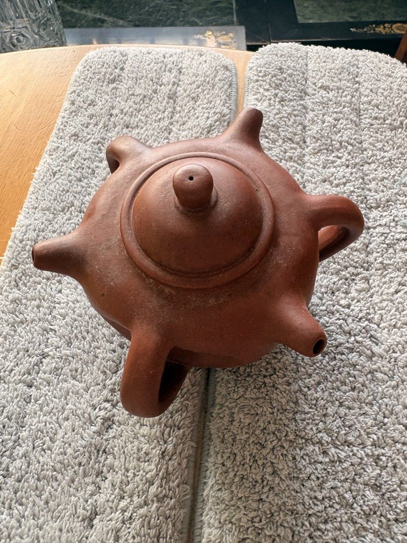 Vintage Yixing-Style Clay Teapot – Distinctive Multi-Spout Design