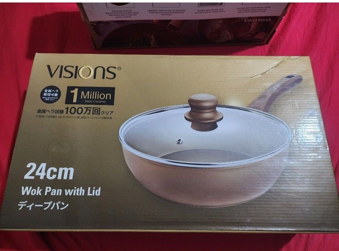 VISIONS Hard Ceramic Wok Pan with Lid