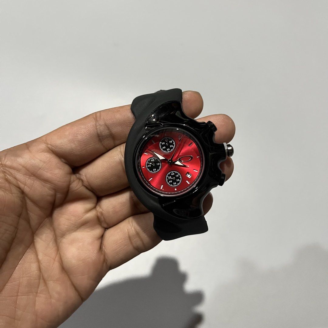 VTG OAKLEY DETONATOR WATCH (RED DIAL) (Category: Luxury Watches) located in Manila. Submitted by tnerb_buynsell1 (Listing ID 1447085802, Image 1). Description: VTG OAKLEY DETONATOR WATCH (RED DIAL) striking red dial and a black silicone strap.
