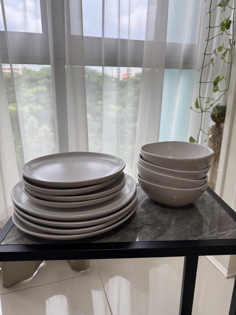 White Ceramic Plates and Bowls Set