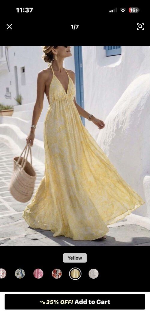 Yellow Summer Dress Open Back (Category: Dresses) located in Baguio. Submitted by arkay_13 (Listing ID 1446940178, Image 1). Description: Rfs: Too big.