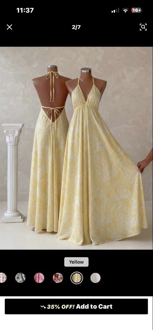 Yellow Summer Dress Open Back (Category: Dresses) located in Baguio. Submitted by arkay_13 (Listing ID 1446940178, Image 2). Description: Rfs: Too big.