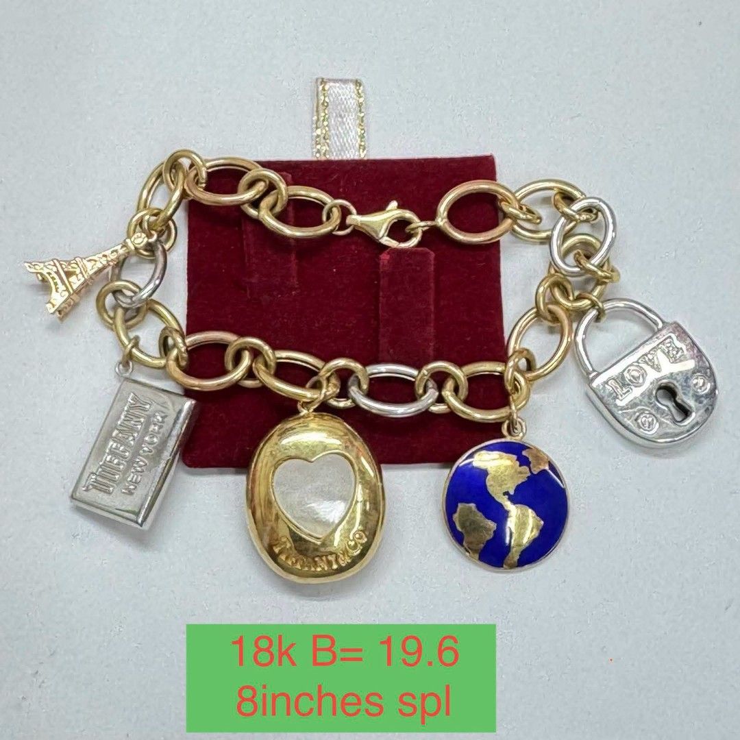 18k Saudi Gold charms bracelet (Category: Bracelets) located in Manila. Submitted by bhelgoldseller2ndaccount (Listing ID 1448707644, Image 2). Description: New!!✨New!!✨New!! Authentic 18k Saudi Golds 💯pawnable/naisasanla 💯with high appraisal rate 💯good investment 💯Direct supplier price 👉OPEN for resellers 🌺please take time to evaluate their actual sizes and grams 👉Best panggift for all occasions ✅ Sold per grams not per piece Kya lowest p