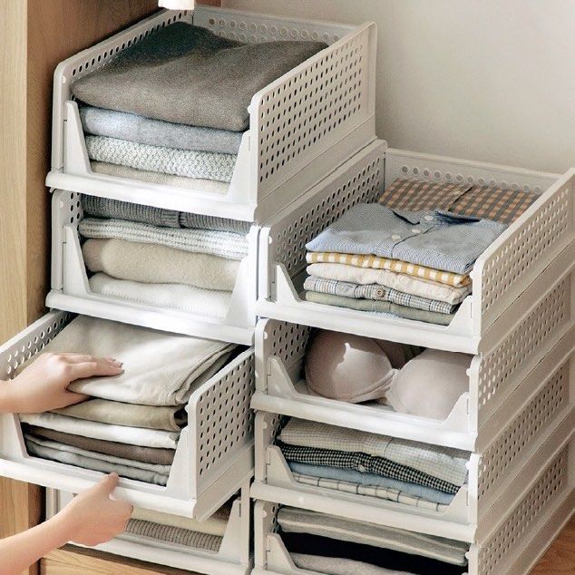 3x Stackable Storage Drawers (Category: Storage Boxes & Baskets) located in Singapore. Submitted by kittylov.e (Listing ID 1448757097, Image 1). Description: Price is for 3 pieces Height 14cm Width 33cm Length 42cm.