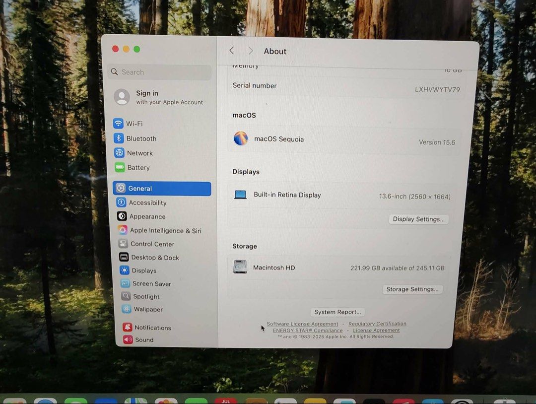 Apple MacBook Air 13-inch M4, 2026 (Category: Laptops & Notebooks) located in Manila. Submitted by harryelizondo (Listing ID 1448813890, Image 3). Description: - MacBook Air (13.6-inch Retina Display) - Apple M4 Chip - 16GB Memory - 245GB Storage (221.99GB available) - macOS Sequoia version 15.6.