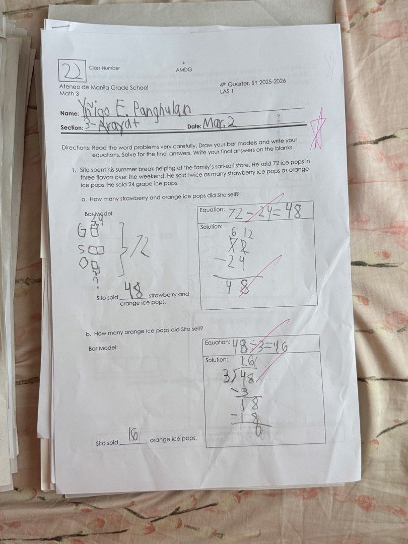 Ateneo Grade 3 Test Papers & Learnin g Materials (Category: Textbooks) located in Manila. Submitted by tonieesto34469 (Listing ID 1448730287, Image 2). Description: - Ateneo Grade 3 Learning Materials Bundle - Includes: - 1st, 3rd, and 4th Quarter Language Booklets - Music Writing Book - Various Math Worksheets - Dewey Decimal System Worksheets - Note: Some writing and markings are present. - Ideal for review and practice..