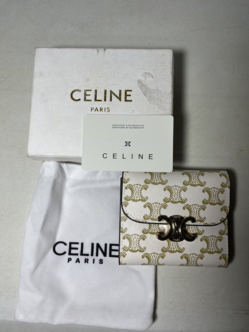 AUTHENTIC CELINE TRIOMPHE TRIFOLD WALLET (Category: Wallets & Card holders) located in Manila. Submitted by mslsown (Listing ID 1448824887, Image 1). Description: CELINE TRIOMPHE -used once -rfs: decluttering -inclusions: dust bag, box card of authenticity provided as seen in post.