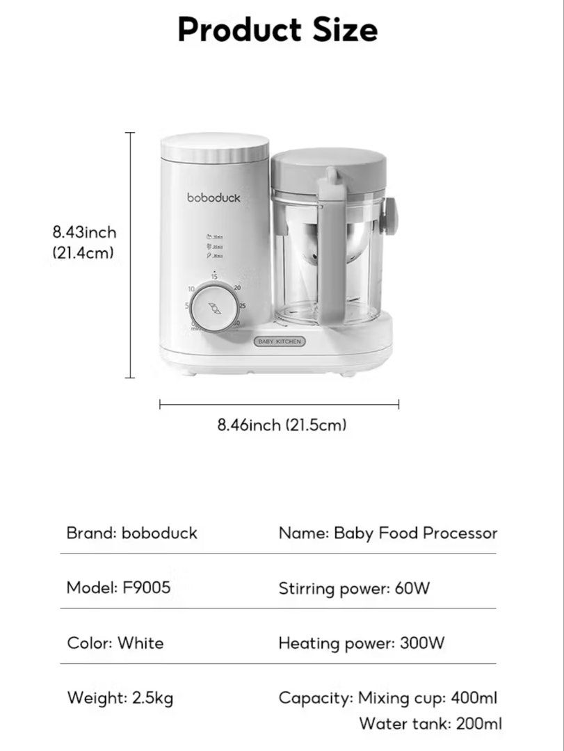 Baby Food Processor (Category: Weaning & Toddler Feeding) located in Manila. Submitted by hulyanaa (Listing ID 1448792534, Image 1). Description: WITH BOX AND FREE GIFT Highlights • Multi-functional 4 in 1 appliance - blender, steamer, defroster, and heater. • Steam and cook in a cup and directly stir after steaming, save time and ensure health. • Patent reversible steam basket makes the food more evenly heated. - After the food is steamed, just 