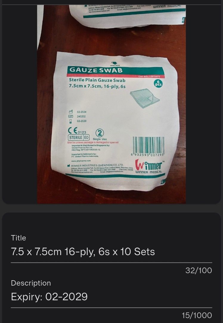 Basic Dressing Set (Assortment) (Category: Medical Supplies & Tools) located in Singapore. Submitted by bennygrab50 (Listing ID 1448728923, Image 2). Description: Assorted sets of basic medical dressing set and Baedex Catheter Expiry date as stated. All items are sealed and sterile. Great for first aid kits or personal use..