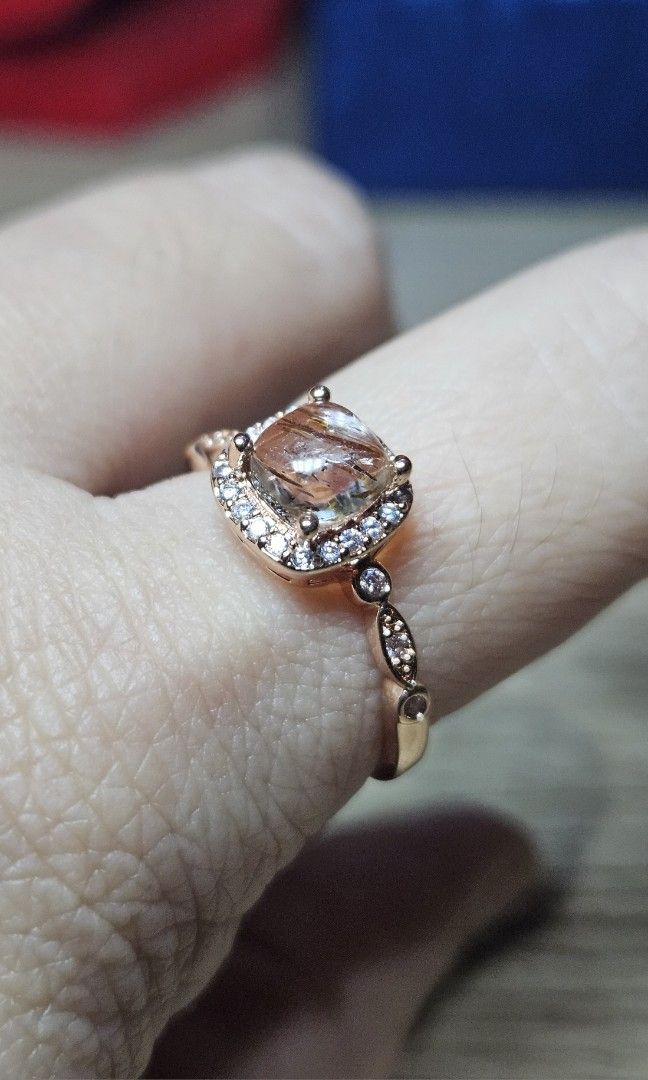Black Golden Rutilated Quartz Dainty Ring (Category: Rings) located in Cainta. Submitted by Kahi0410 (Listing ID 1448806216, Image 3). Description: Natural Stone Cabochon Elegant style with zirconian side stone Rose gold tone Ring Adjustable Hypoallergenic Safe for acidic, sensitive skin.