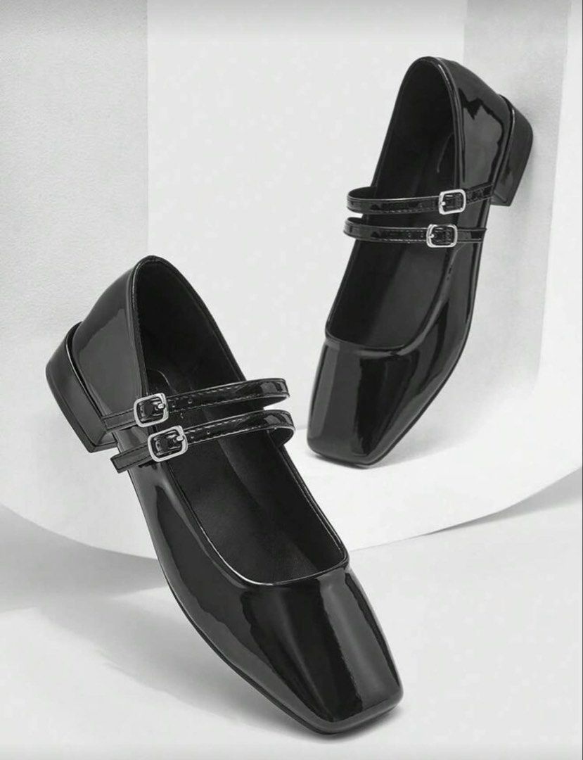 Black Patent Ballet Flats Size EU 38 (Category: Flats & Sandals) located in Cebu City. Submitted by cebupreloveditems9 (Listing ID 1448814507, Image 2). Description: - Shein Black patent ballet flats - Square toe design - Double ankle straps with buckle closures - Low heel for comfort - Chic and classic style - Versatile for dressing up or down - Comfortable for daily wear Used once.