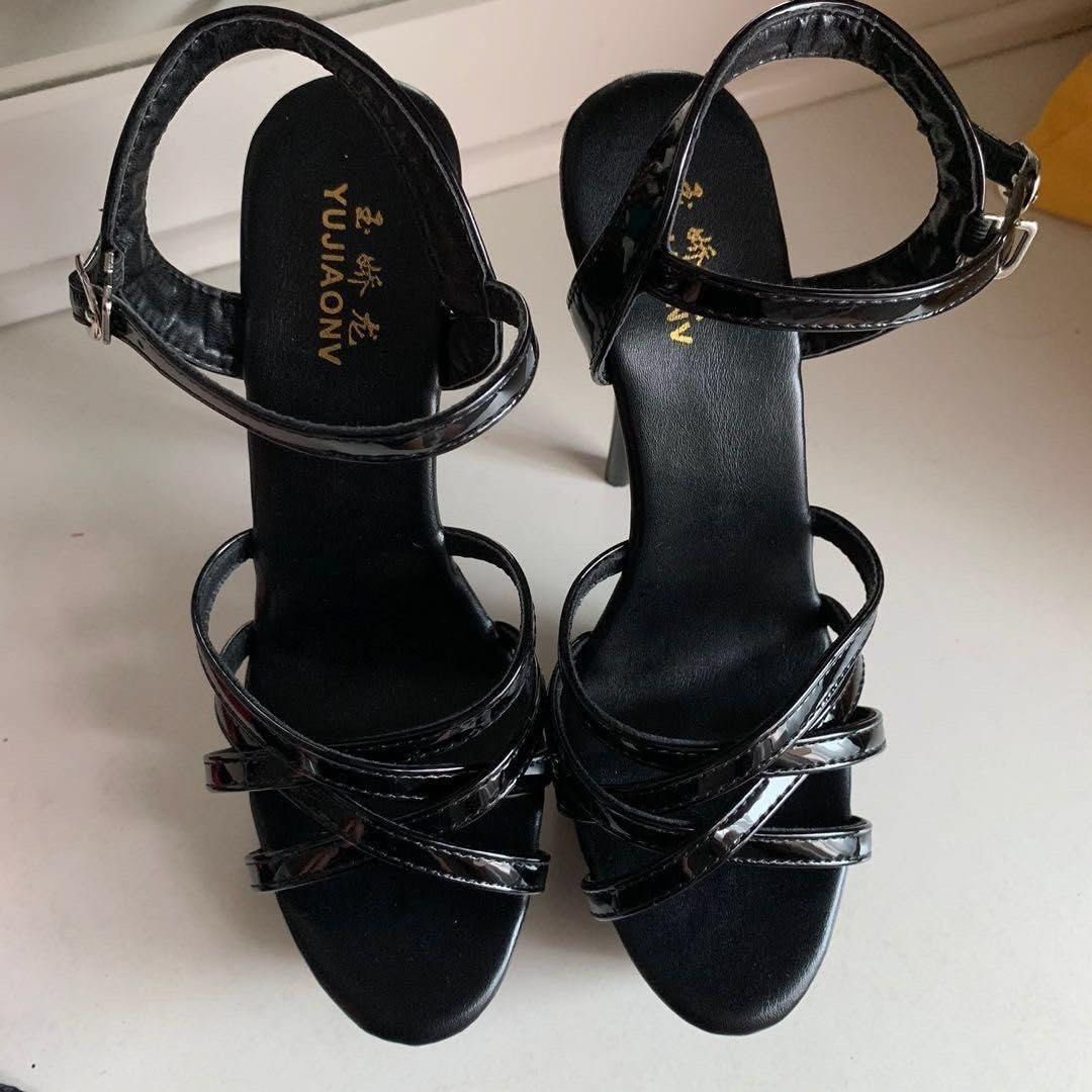 Black Patent Platform Stiletto Heels with Ankle Strap (Category: Heels) located in Kuala Lumpur. Submitted by theshopaholic.co (Listing ID 1448829485, Image 3). Description: - Black patent heels - High platform sole - Stiletto heel (approx. 6 inches) - Criss-cross front straps - Adjustable ankle strap - Ideal for parties and nights out - Makes a bold statement.