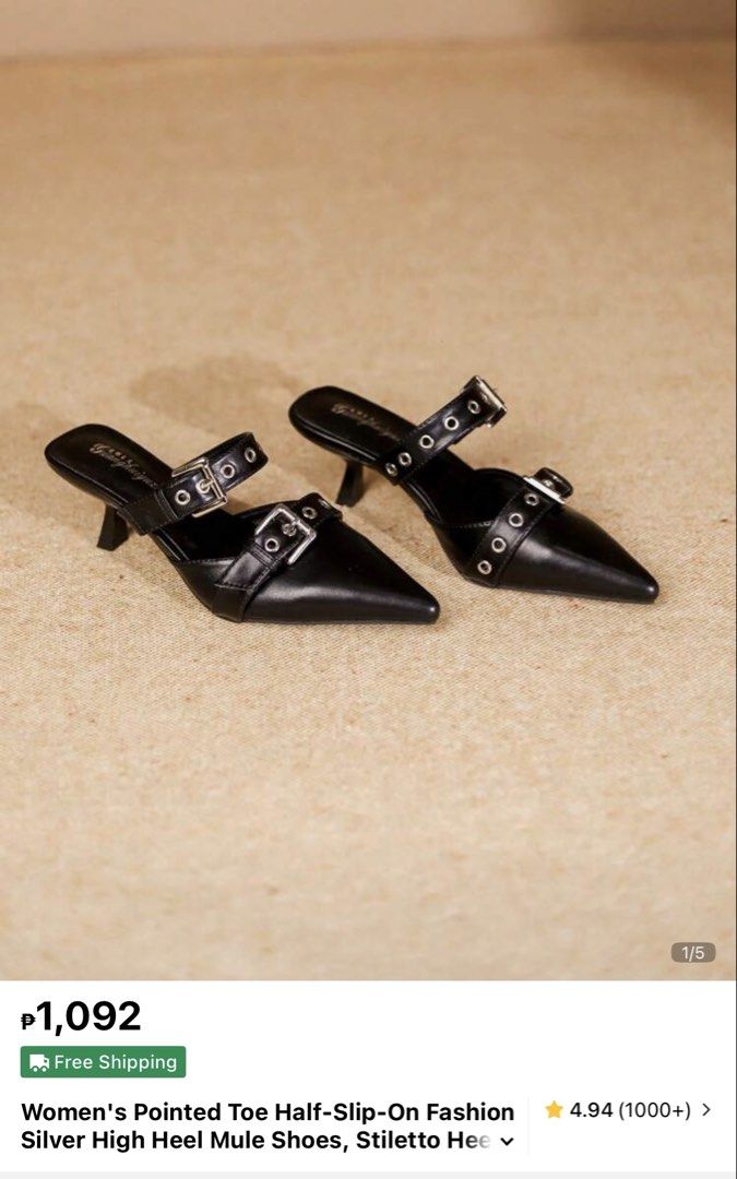 Black Pointed Toe Half-Slip-On Heels (Category: Heels) located in Cavite. Submitted by rrppreloved (Listing ID 1448722803, Image 1). Description: Used twice Size 37 Comfortable to wear.