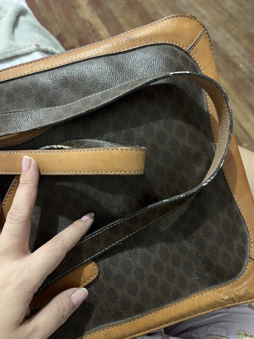 Celine Macadam Canvas Leather Tote Bag (Category: Luxury Bags & Wallets) located in Manila. Submitted by jaisailove68397 (Listing ID 1448844275, Image 3). Description: - Iconic Celine Macadam print - Tan leather trim - Multiple interior pockets for organization - Straps show some wear - Great vintage piece for everyday use - Bag has been used May issue po pagawa nio nlang po d ko nagagamit .