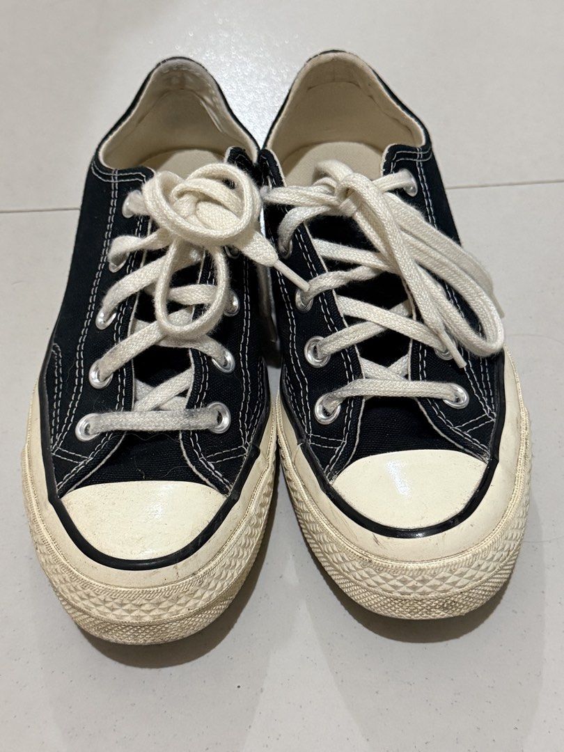 Converse Chuck Taylor All Star 70 Low Top Black (Category: Sneakers) located in Dinalupihan. Submitted by tereypach (Listing ID 1448868439, Image 1). Description: - Classic black Converse Chuck Taylor All Star 70 low tops - Features cream laces and sole - 70s model: known for enhanced cushioning and quality - Perfect for everyday wear.