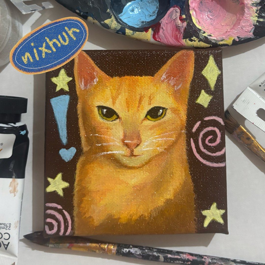 Custom Pet Portrait Painting (Category: Art & Prints) located in Binan City. Submitted by bearfinds (Listing ID 1448814604, Image 1). Description: Attached image posted only as a sample/reference for future clients 🐾 🎨 500 pesos only! (10x10cm Canvas) message me if you want your pets painted 🐾 PAYMENT: • 50% down payment before starting • Remaining 50% must be settled before shipping TURNAROUND TIME: ⏰🗓️ • Approximately 1-2weeks (depending on