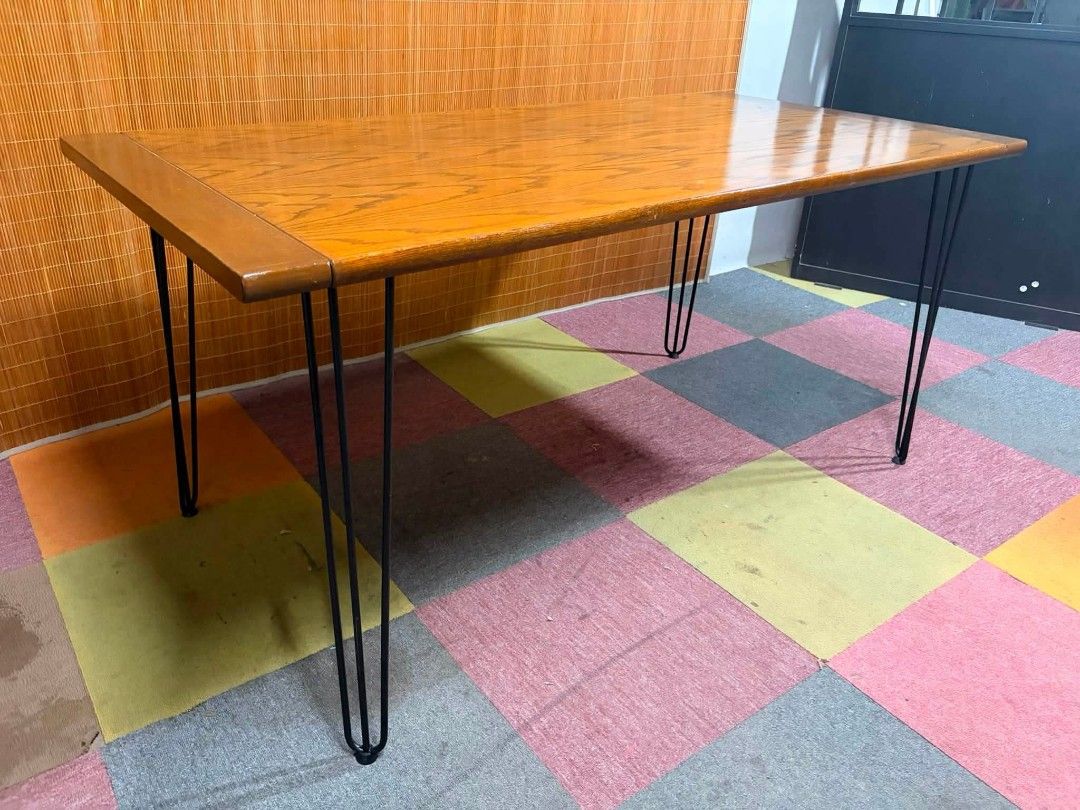 Dining table (Category: Tables & Sets) located in Meycauayan. Submitted by marygracecasimiro (Listing ID 1448729653, Image 2). Description: SOLID WOOD!!! 8-Seater Dining Table INDOOR / OUTDOOR!!! AESTHETIC!!! Solid Wood Top, Metal Legs!!! HEAVY-DUTY!!! Price : 11,500 ✅ Standard size (not lowered) 62L x 31W x 29H inches In VERY good condition ♥️.