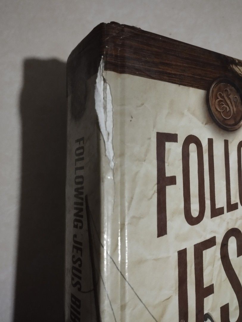 ESV-Following Jesus Bible Hardbound (Category: Religion Books) located in Orani. Submitted by shop4bibles (Listing ID 1448761284, Image 3). Description: Preowned Clean pages but with Issue on the cover see photos for your reference..
