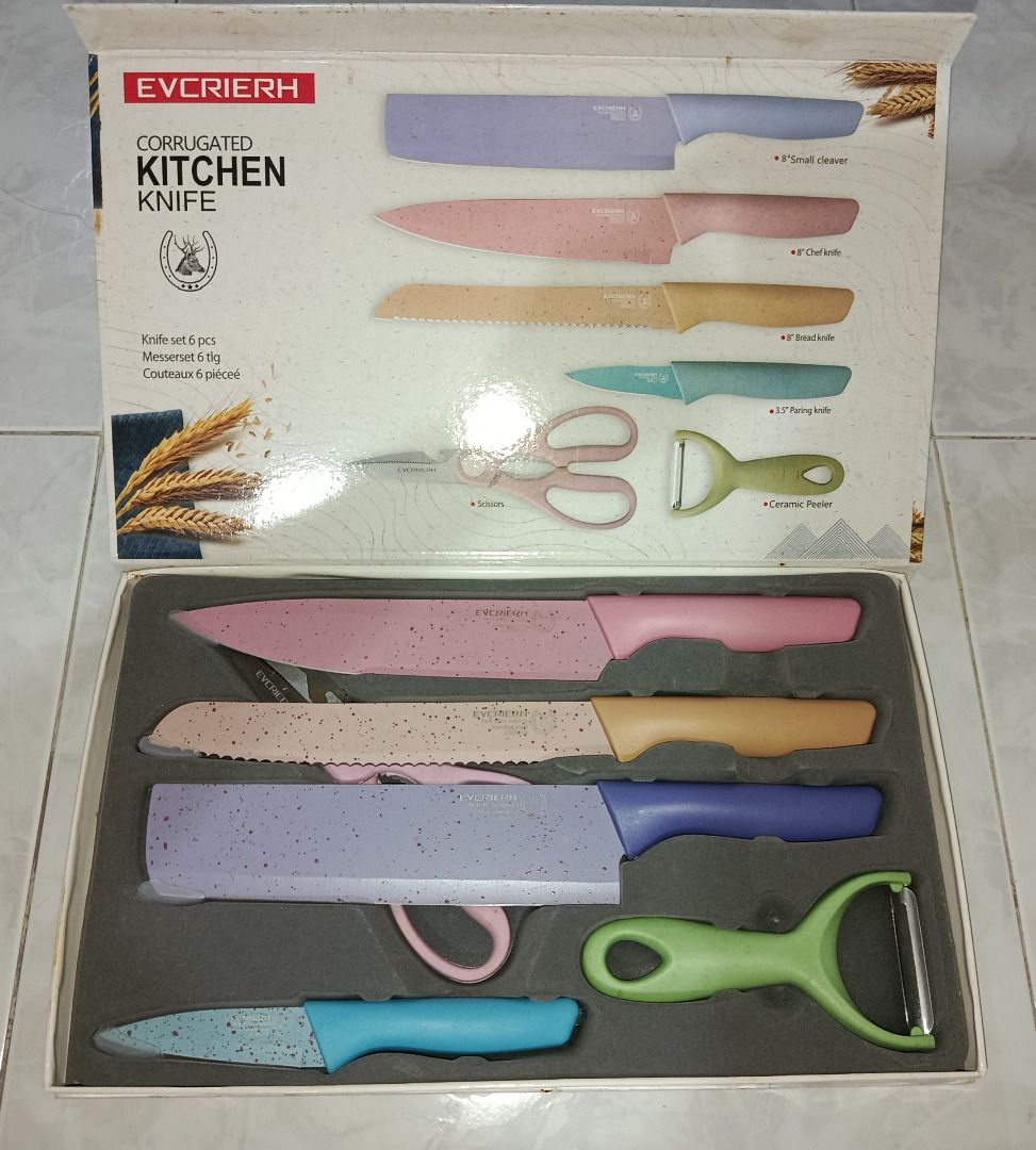 EVCRIERH Corrugated Kitchen Knife Set 6 pcs