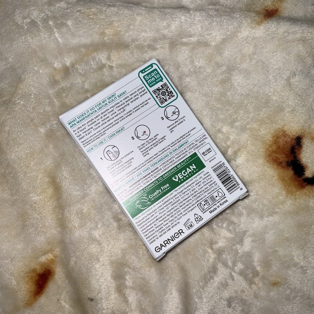 Garnier Invisible Pimple Patch (22pcs) (Category: Face Care) located in Manila. Submitted by randomlyyoursph (Listing ID 1448831554, Image 2). Description: Reason for sale: Decluttering (in other word, madami na po me gamit, ayaw ko ma expired sila dahil tinatambak ko lang sila, gets?) THIS IS ORIGINAL, ORIGINAL TALAGA AS IN! SF NOT INCLUDED EXP: 2028 Info: Garnier Invisible Pimple Patch (22pcs.) is meant to give you visible results in 8hours and