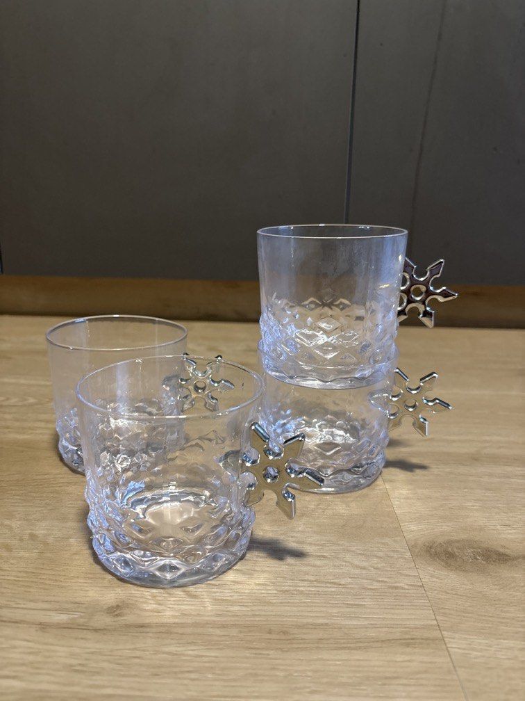 Hammered Glass Cup with Silver Handle