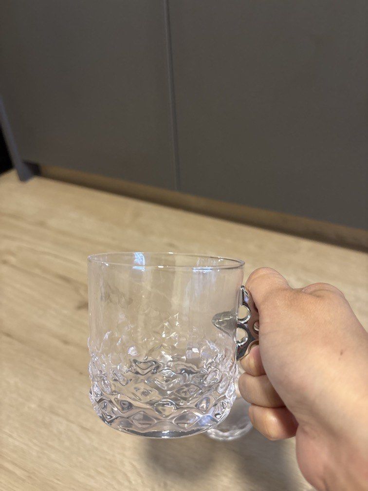 Hammered Glass Cup with Silver Handle505651235977973765