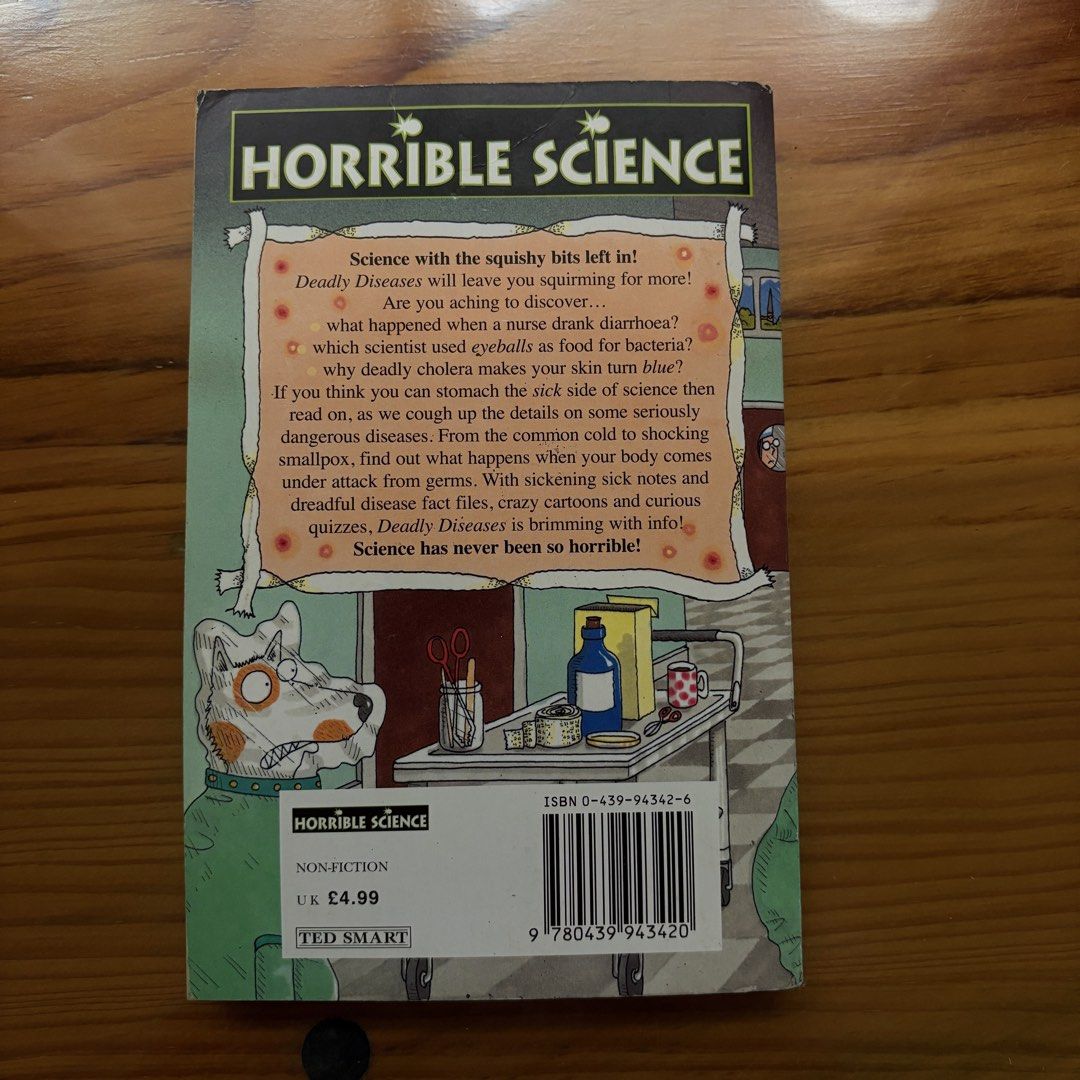 Horrible Science Deadly Diseases Book by Nick Arnold (Category: Children's Books) located in Baguio. Submitted by erblush (Listing ID 1448785068, Image 3). Description: - Fun Horrible Science book about deadly diseases. - Covers germs, viruses, and more. - Perfect for curious kids interested in science. - Features lots of cartoons and quizzes. - Makes learning about science exciting and 'horrible'!.