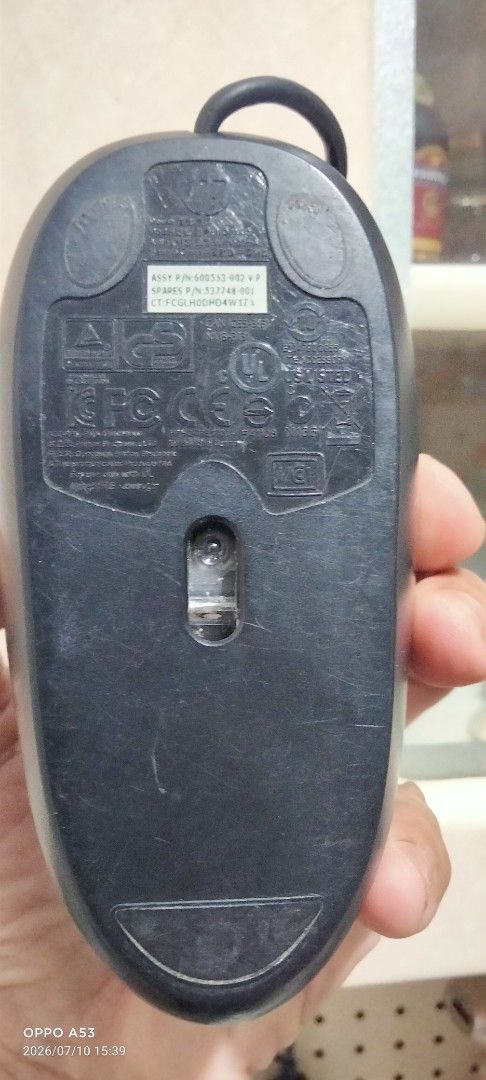 HP PS/2 Optical Scroll Mouse (Category: Mouse & Mousepads) located in Binan City. Submitted by rpute (Listing ID 1448767887, Image 2). Description: - HP Optical Mouse - PS/2 Connector (Green) - Fully Functional - Great for clearing desk space.