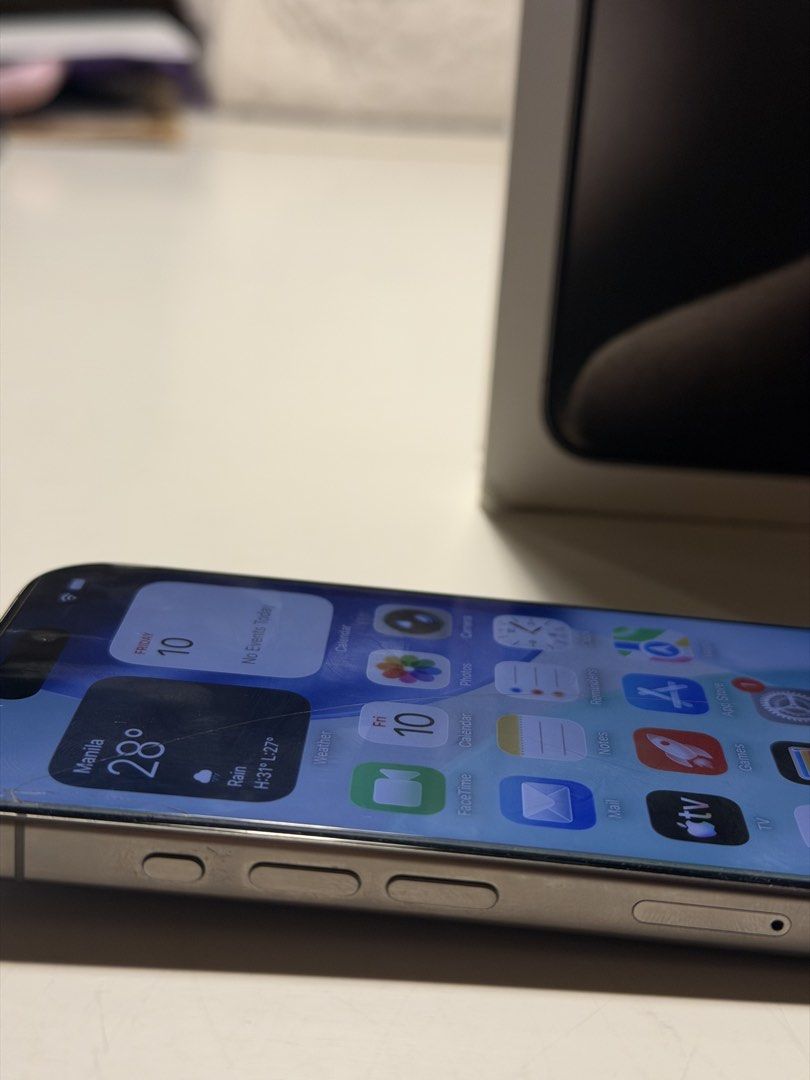 iPhone 15 Pro 250GB Silver (Category: iPhone 15 Series) located in Paranaque City. Submitted by epicwater_cf0364 (Listing ID 1448808722, Image 3). Description: iPhone 15 Pro Natural Titanium 256GB GLOBE Lock With Camera Protector and Tempered Glass 81% Battery Life .