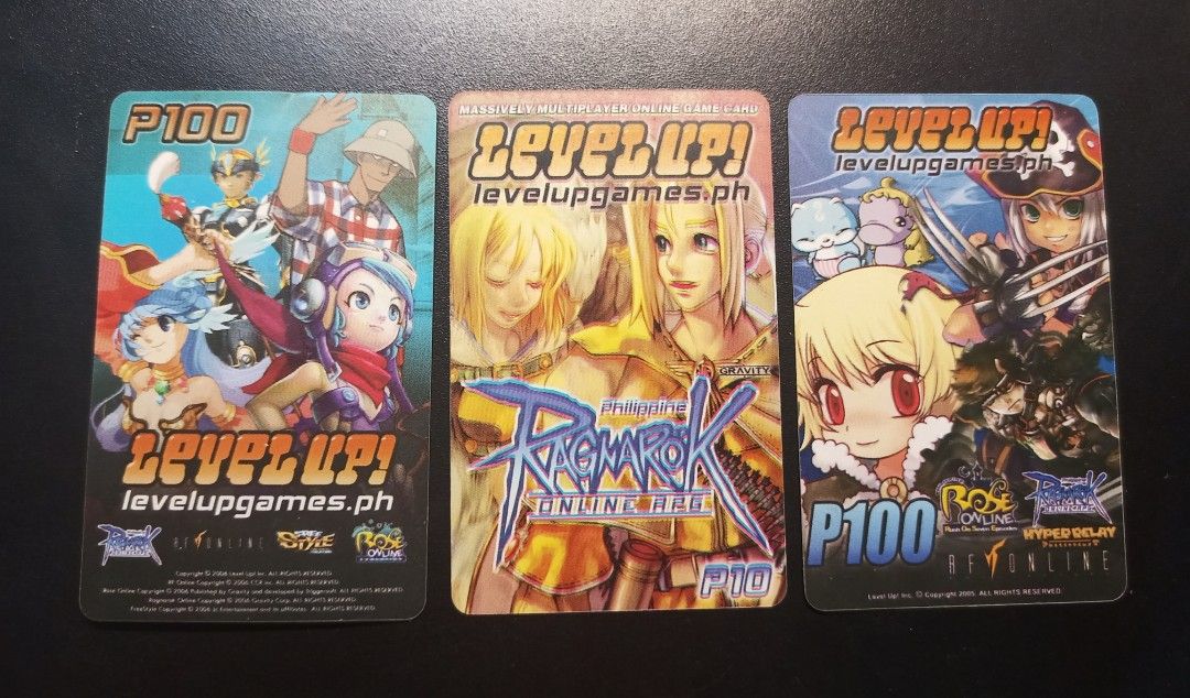 LEVEL UP TOP UP CARD SET (Category: Raw Singles) located in San Pablo. Submitted by papilhovz (Listing ID 1448696460, Image 1). Description: LEVEL UP GAMES TOP UO CARD SET OF 3 - FREE SHIPPING VIA J&T.