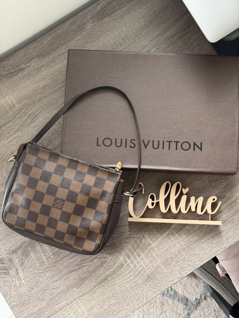 LV Damier Ebene Trousse Pouch (Category: Luxury Bags & Wallets) located in Los Banos. Submitted by collineam_ (Listing ID 1448741485, Image 1). Description: - Guaranteed Authentic - Excellent condition - Comes with box Kindly dm for more detailed photos :>.