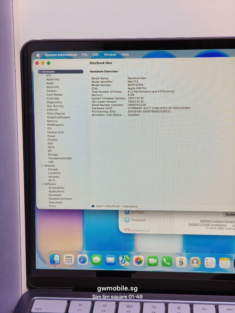 MacBook Neo 8/256GB 58740505820173220587522