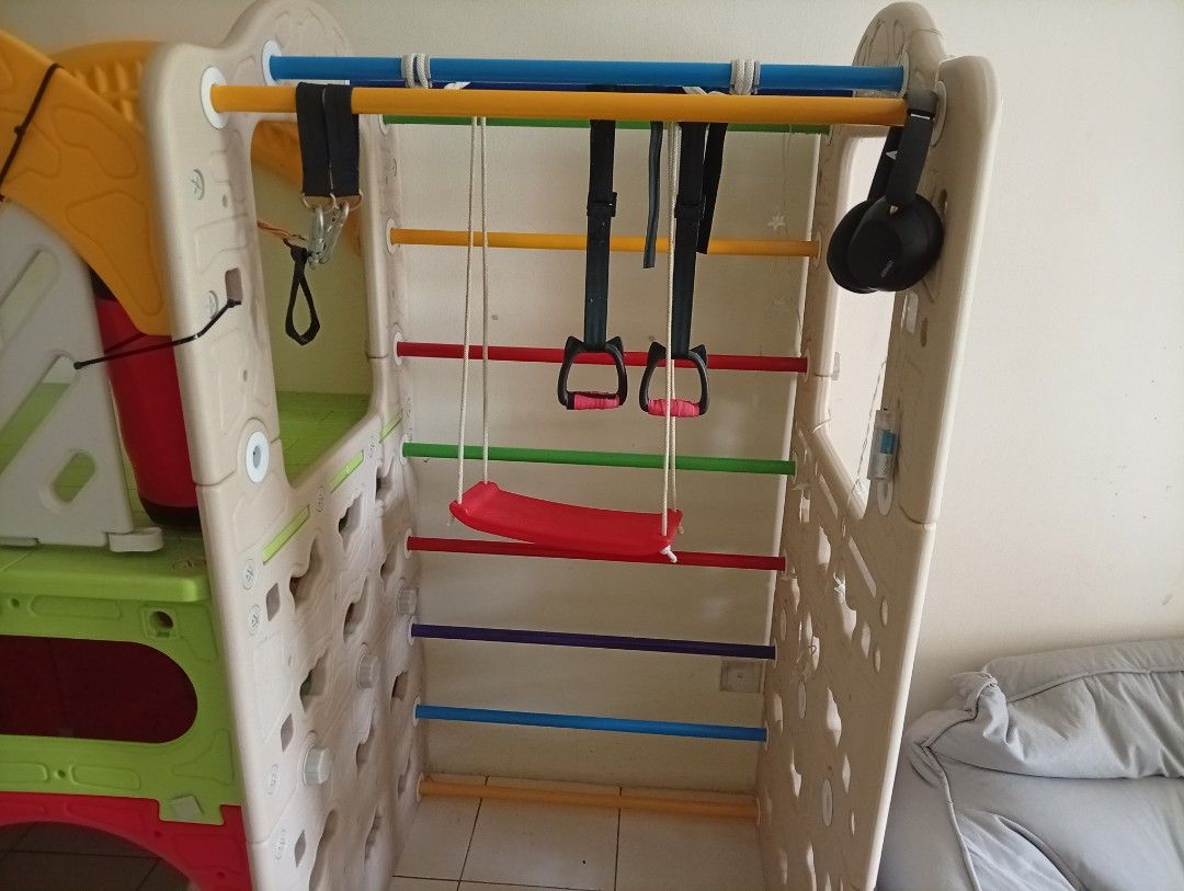 Multi-Activity Kids Play Structure with Slide and Swing (Category: Infant Playtime) located in Kuala Lumpur. Submitted by auwzain (Listing ID 1448738060, Image 1). Description: - Fun play structure for kids - Includes slide, climbing wall, and swing - Suitable for indoor or outdoor play - Easy to assemble - Provides hours of entertainment - Durable plastic construction - Ideal for toddlers and young children * aksesori gayut tgn tu xinclude sbb t