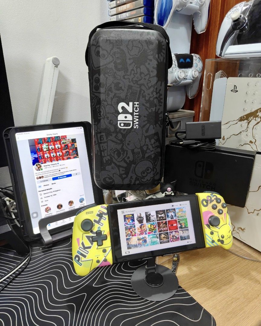 Nintendo Switch V2 with Free Games (Category: Nintendo) located in Manila. Submitted by nswitchgear (Listing ID 1448744806, Image 3). Description: Nintendo Switch V2 with Free Games ₱8,499 FREE acess to my Paid games Legit purchase not Jailbreak. Used item but in Good/Best condition Can give 7 Days personal Warranty for peace of mind. -Doon po tayo sa kaya tayong issupport, dont settle for less. Replace Joycon with Limited Pikachu Hori Splitpad(m