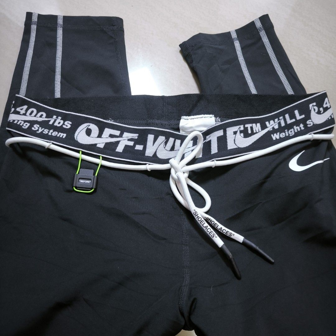 Offwhite x Nike Running tights Large (Category: Activewear) located in Guimba. Submitted by naztystuff (Listing ID 1448719744, Image 2). Description: size large 14x31.5 Excellent No flaws.