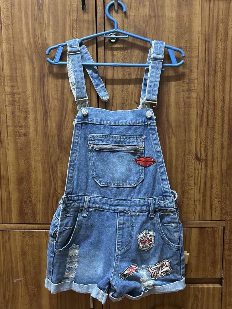 patched ragged denim jumper shorts (Category: Rompers) located in Caloocan City. Submitted by steamed_catto (Listing ID 1448829220, Image 1). Description: Brand: No brand Size: S Color: Denim Details: Adjustable jumper Quality: Preloved Rate: ⭐⭐⭐⭐⭐️ 📌Color may vary due to lighting..