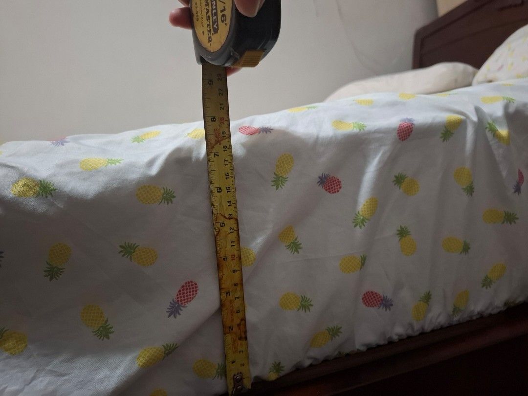 Queen size wooden bed frame with mattress (Category: Bed Frames & Mattresses) located in Pasay City. Submitted by room_of_requirememt (Listing ID 1448799566, Image 2). Description: Queen size wooden bed frame with mattress (7inch) -good condition -first owner .