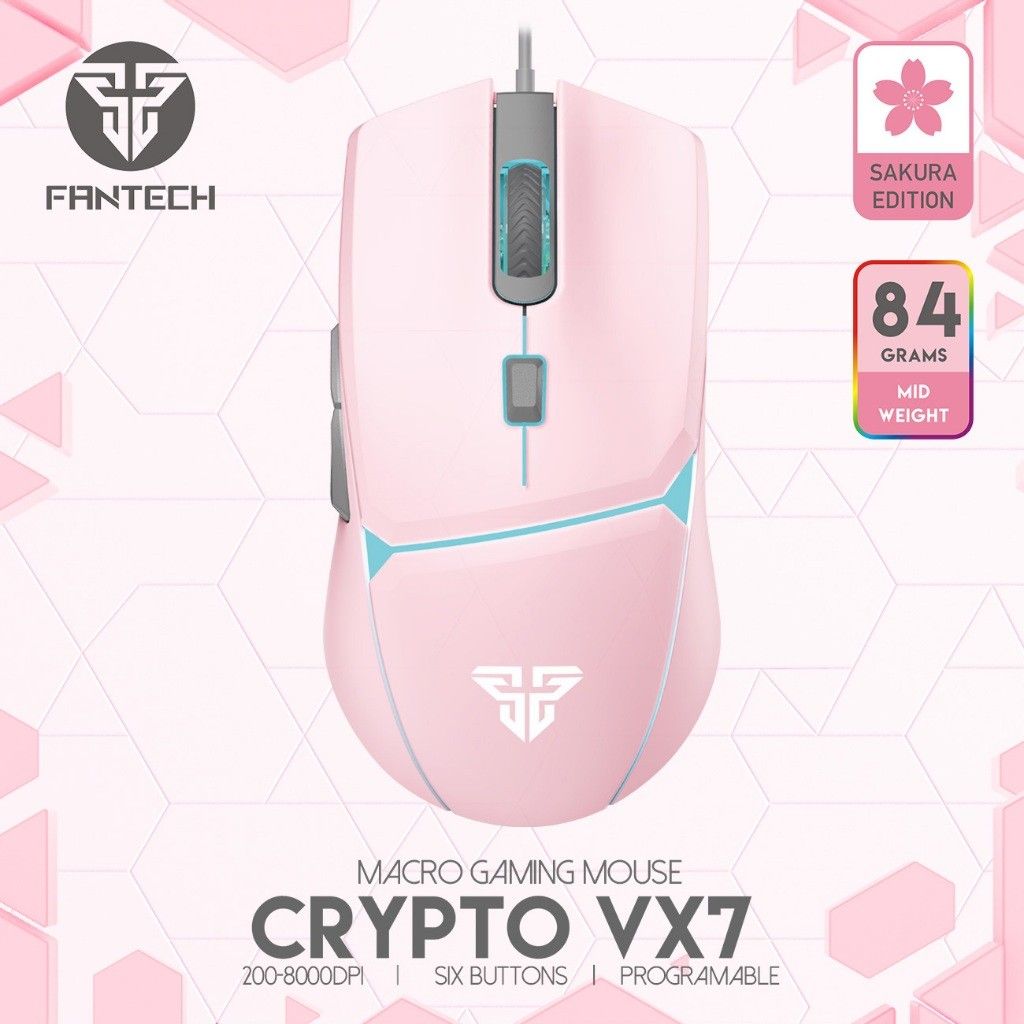 Pink mouse 🐁 (Category: Mouse & Mousepads) located in Cebu City. Submitted by shoppers_544 (Listing ID 1448835957, Image 2). Description: Check out Fantech VX7 Crypto Wired Programmable Macro Gaming Mouse with Lighting Effects.