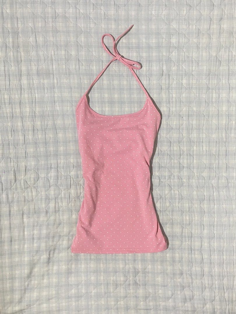 polka pink halter top (Category: Sleeveless) located in San Jose. Submitted by vintagexxo (Listing ID 1448698758, Image 1). Description: s-m cotton fabric .