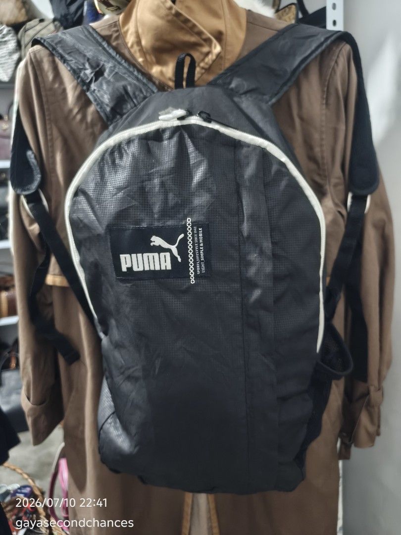 PUMA LIGHTWEIGHT PACK AWAY BACKPACK (Category: Backpacks) located in Kalibo. Submitted by secondchances.thriftsh8p (Listing ID 1448855421, Image 2). Description: - Lightweight and simple Puma backpack - Main compartment for storage - Front pocket with mesh detail - Adjustable straps for a comfortable fit - Ideal for everyday use or travel - Easy to carry.