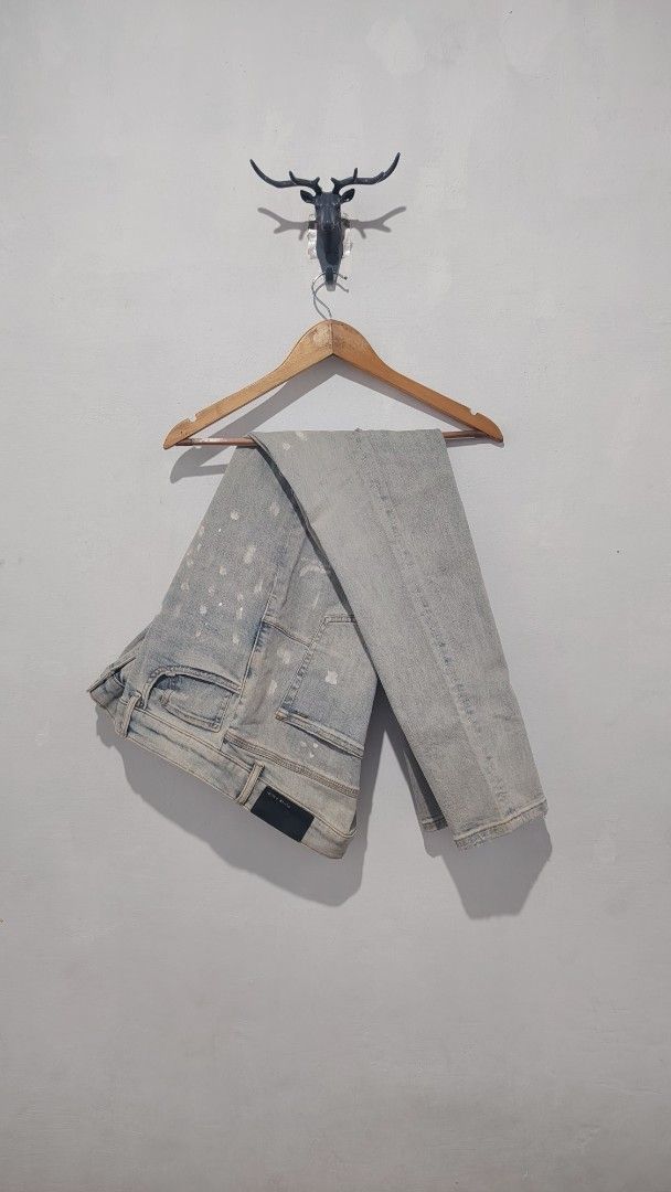 PUNK AMIRI Light Wash Distressed Jeans (Category: Jeans) located in Cavite. Submitted by lookksph (Listing ID 1448814045, Image 1). Description: 38 ON TAG NO ISSUE EXCELLENT CONDITION WAIST : 38 LENGTH: 40.