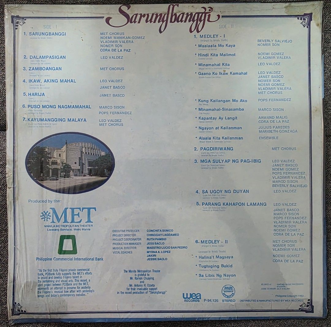 Sarungbanggi Various Artists OPM plaka (Category: CDs & DVDs) located in Mandaluyong City. Submitted by arayko (Listing ID 1448815323, Image 2). Description: VG+/EX.