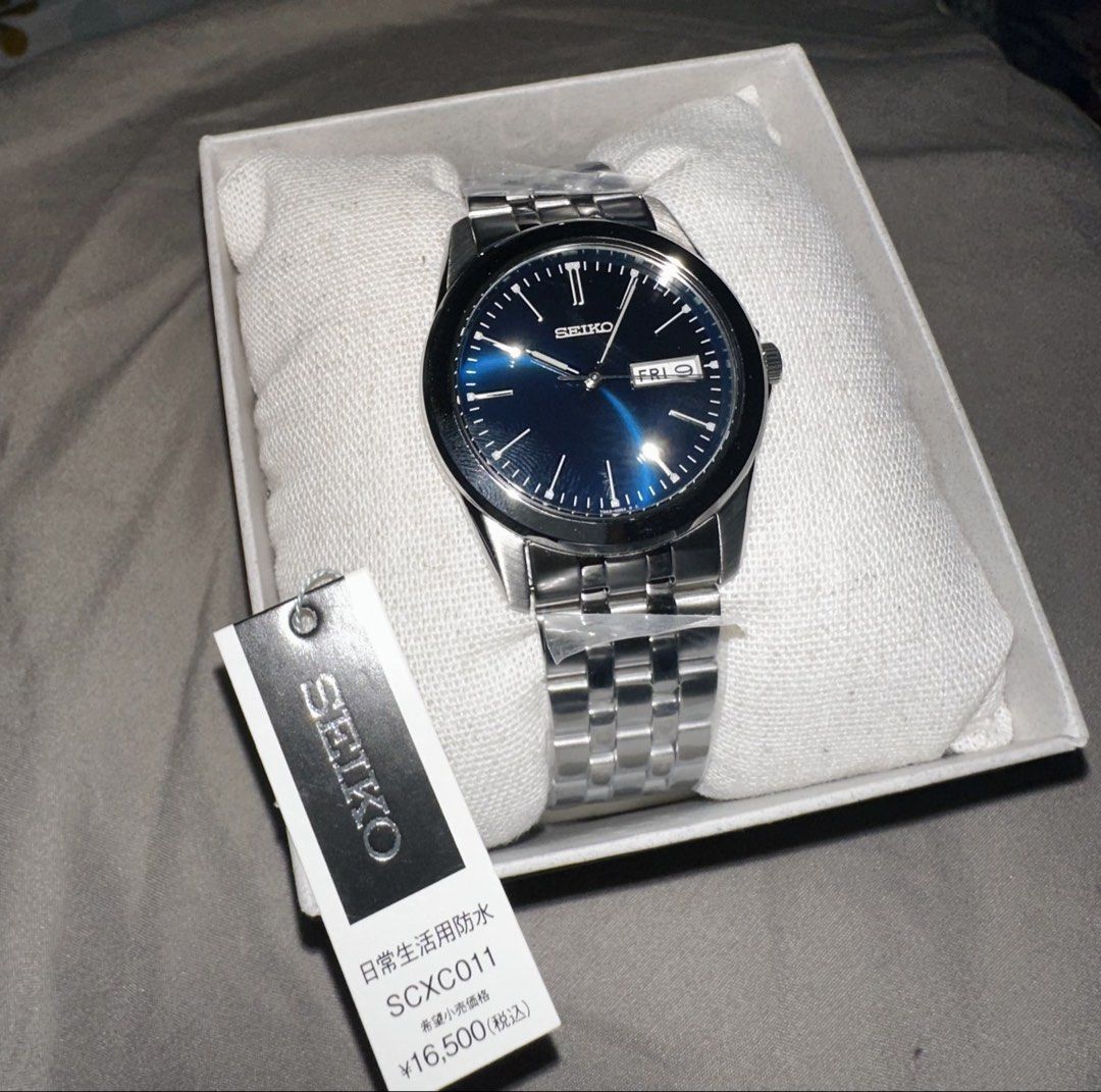 Seiko SCXC011 Blue Dial Men's Watch (Category: Men's Watches) located in Makati City. Submitted by bonnita_ (Listing ID 1448830352, Image 1). Description: - Seiko SCXC011 Watch - Stunning Blue Dial - Durable Stainless Steel Band - Convenient Day-Date Display - Water Resistant for Daily Use - Includes Original Box and Tags - RFS: Too small for my boyfriend.
