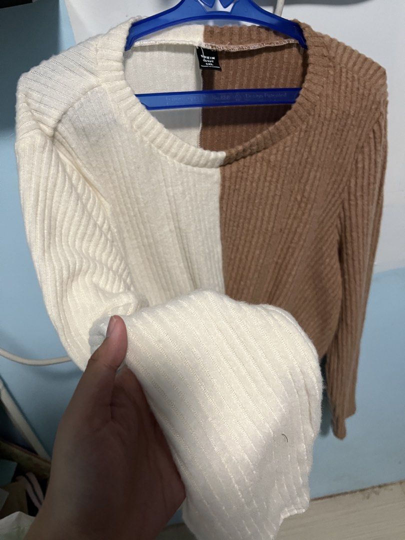 [SHEIN Curve] White and Brown Soft Sweater (Category: Longsleeves) located in Paranaque City. Submitted by calicoe (Listing ID 1448881575, Image 2). Description: 𓂃⋆.⟢ ♱ ⟢ .⋆𓂃 ♯┆ fs : white and brown soft longsleeves from shein (curve) ˶ᵔ ᵕ ᵔ˶ ! 📓 no ww, preloved | dm for dimensions condition : 10/10 flaws : none — loc : moonwalk, parañaque city — mop : gcash only — mod : lalamove / jnt / lbc ⛓️‍💥⟢ shipping dates are every tues & fri-sun, but 